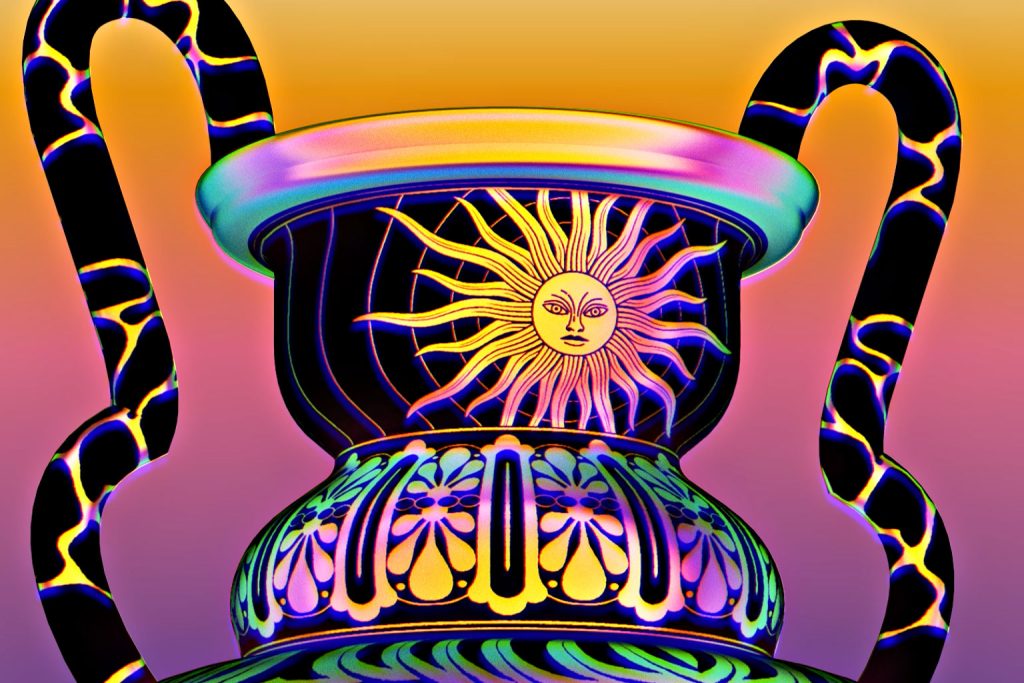 illustration d'un vase avec un soleil en son centre