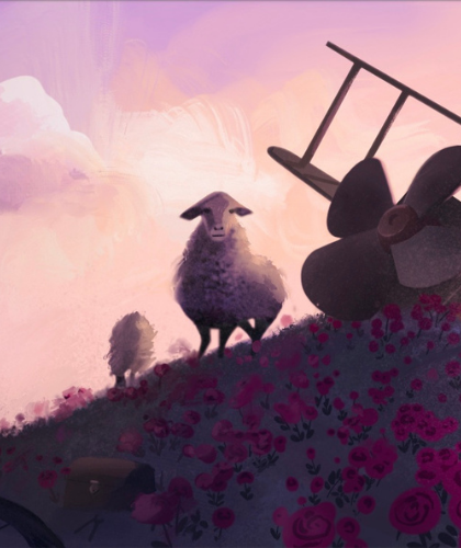 travail d'un apprenant illustration d'un mouton sur une coline