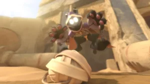 travail d'un apprenant d'une créature qui saute sur un objet